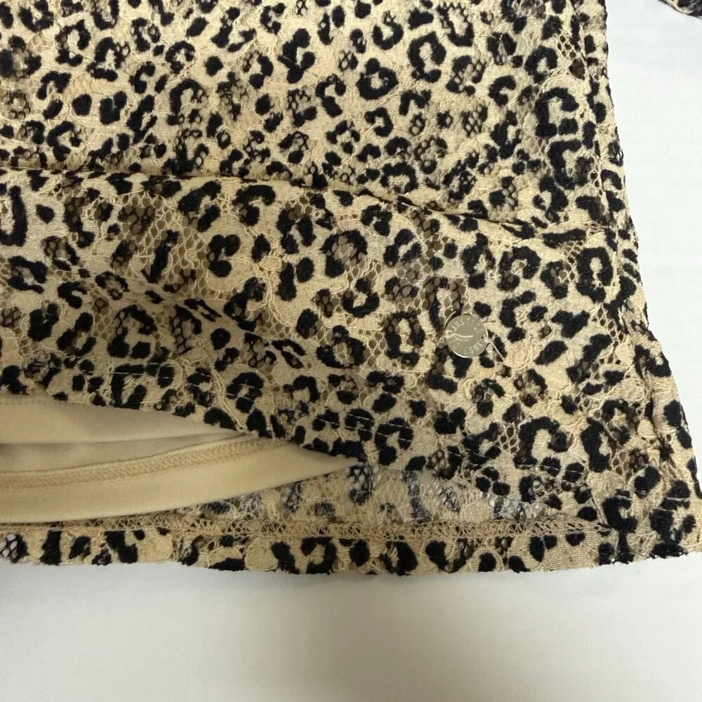 Justice leopard lace top with lined tan tank, short sleeve, size 6